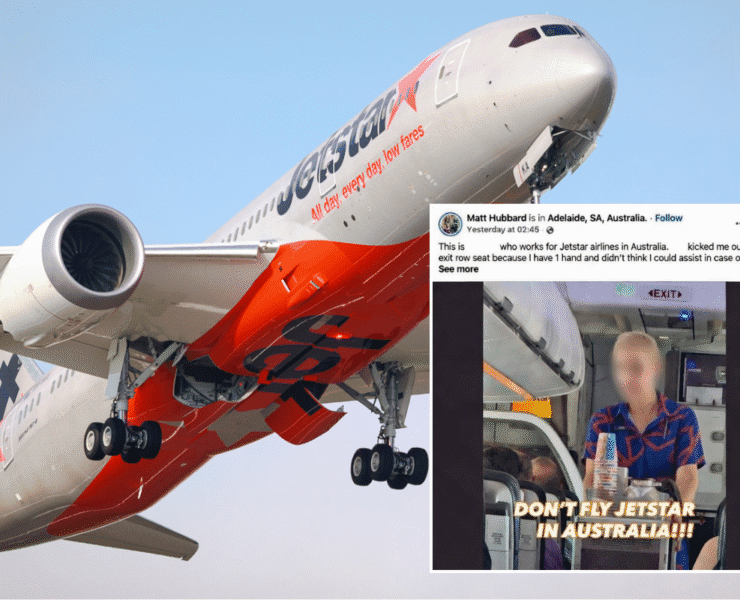 a plane with a person in the background