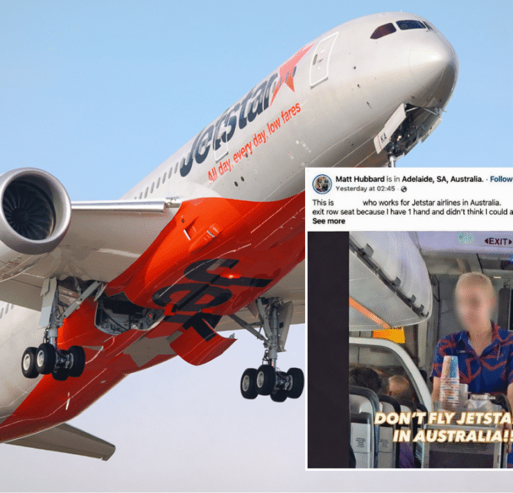 a plane with a person in the background