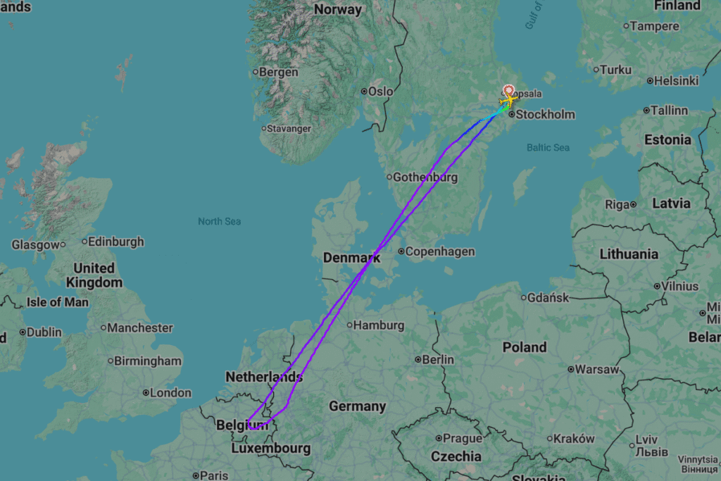 a map of europe with a route