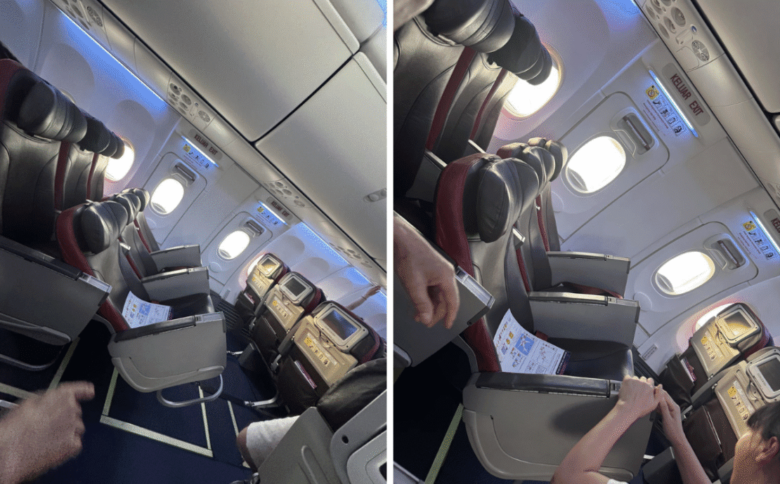 a person sitting in an airplane