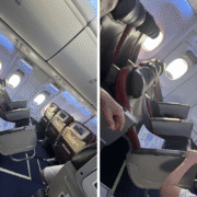 a person sitting in an airplane