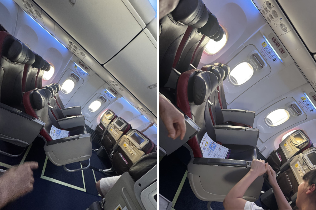 a person sitting in an airplane