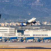a plane taking off from athens airport