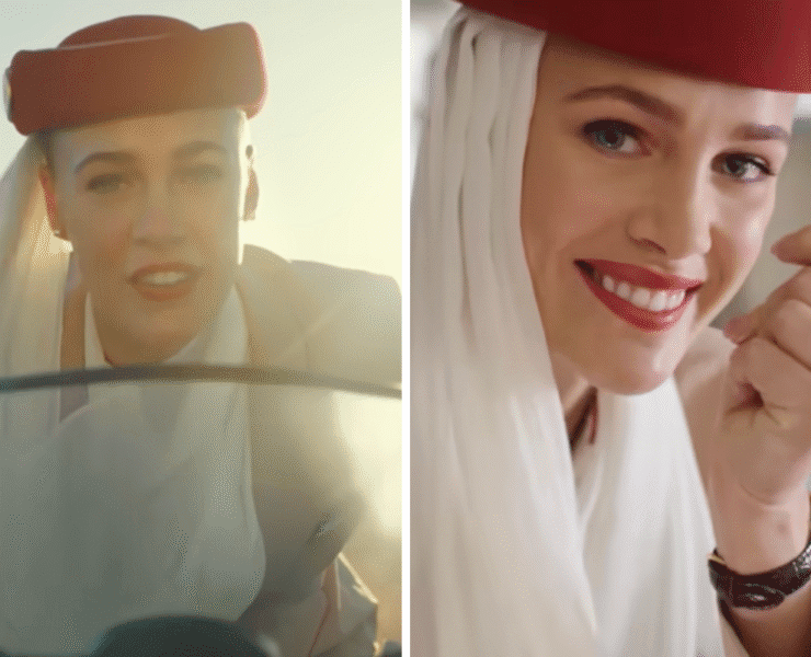 a woman wearing a red hat