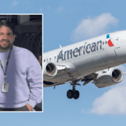 photo of missing AA flight attendant inset from photo of AA boeing 737