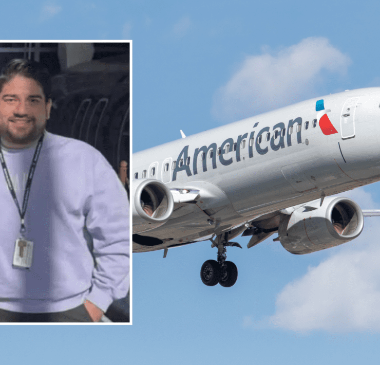 photo of missing AA flight attendant inset from photo of AA boeing 737