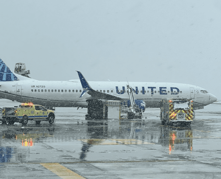 a plane on the runway