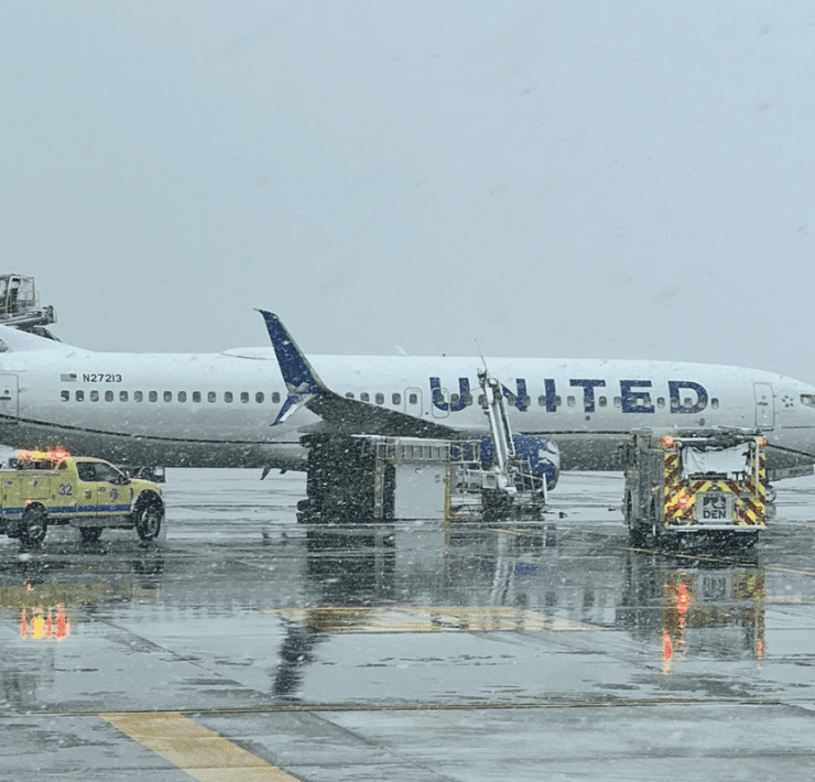 a plane on the runway