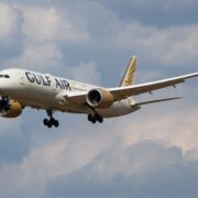 a large airplane flying in the sky