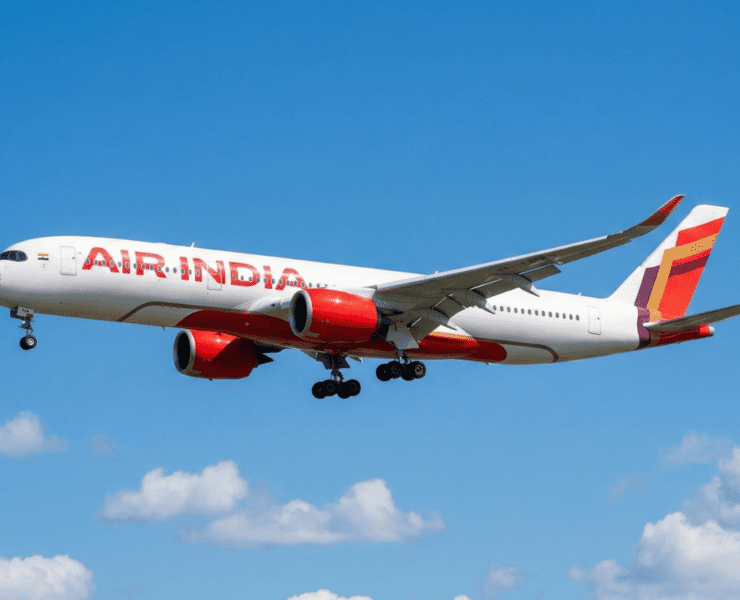an air india airbus a350 flying in the sky