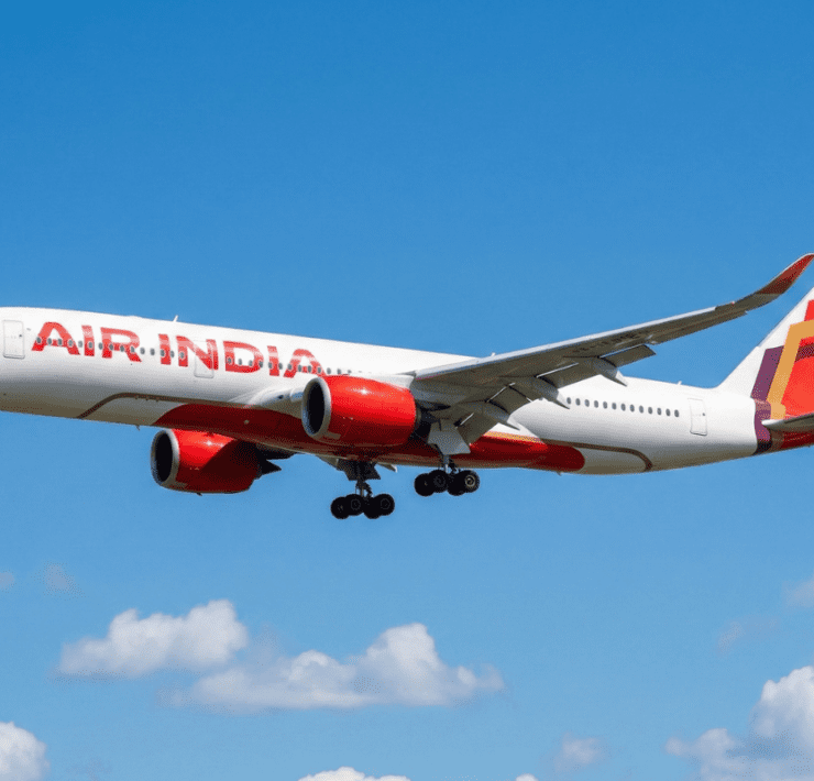 an air india airbus a350 flying in the sky