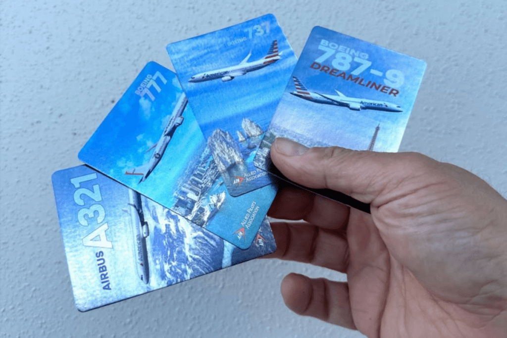 a collection of american airlines trading cards