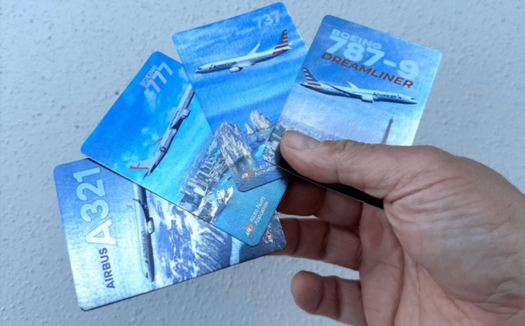 a collection of american airlines trading cards