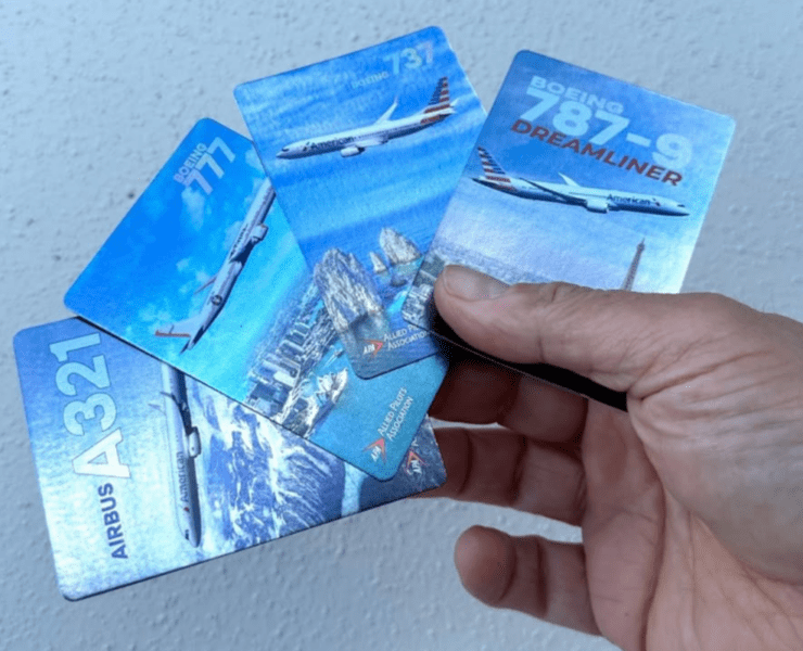 a collection of american airlines trading cards