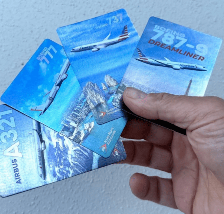 a collection of american airlines trading cards