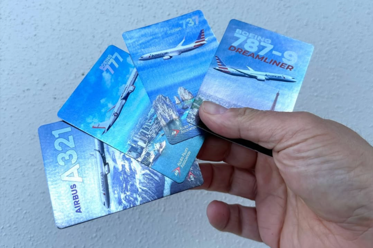 a collection of american airlines trading cards