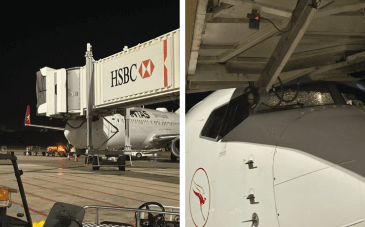 aerobridge at brisbane airport that crashed into a qantas boeing 737