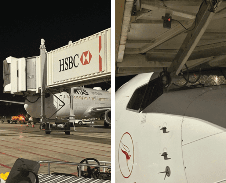aerobridge at brisbane airport that crashed into a qantas boeing 737