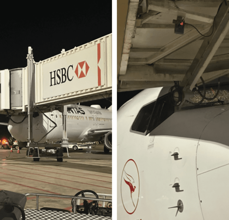 aerobridge at brisbane airport that crashed into a qantas boeing 737