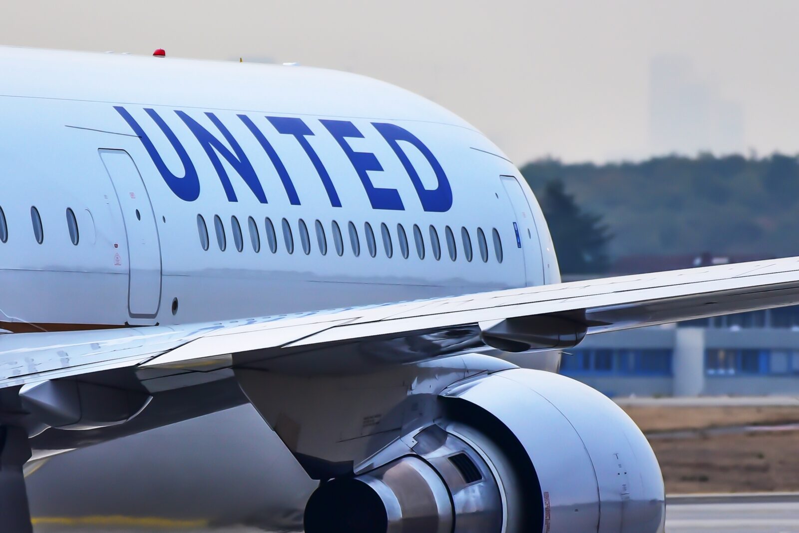 a close up of a united airlines boeing 767