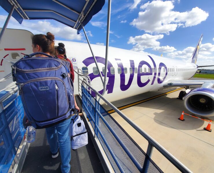 passengers boarding an avelo airlines plane