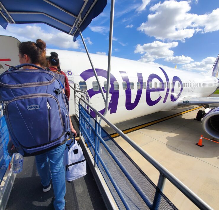 passengers boarding an avelo airlines plane