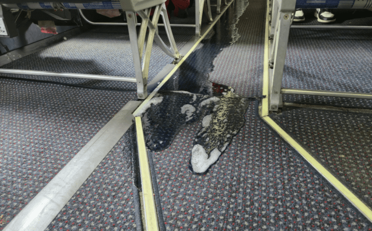 photo of a toilet leak on a psa airways plane