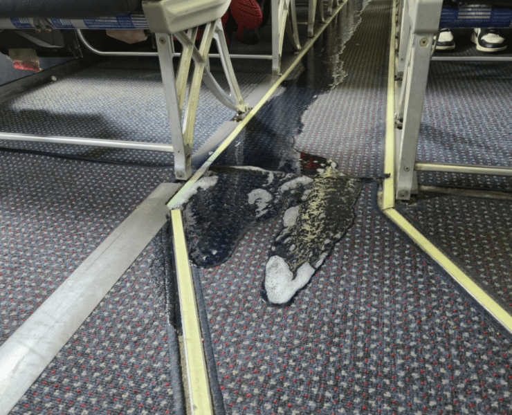 photo of a toilet leak on a psa airways plane