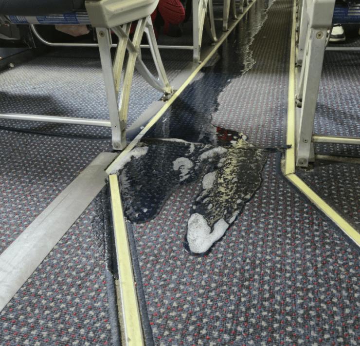 photo of a toilet leak on a psa airways plane