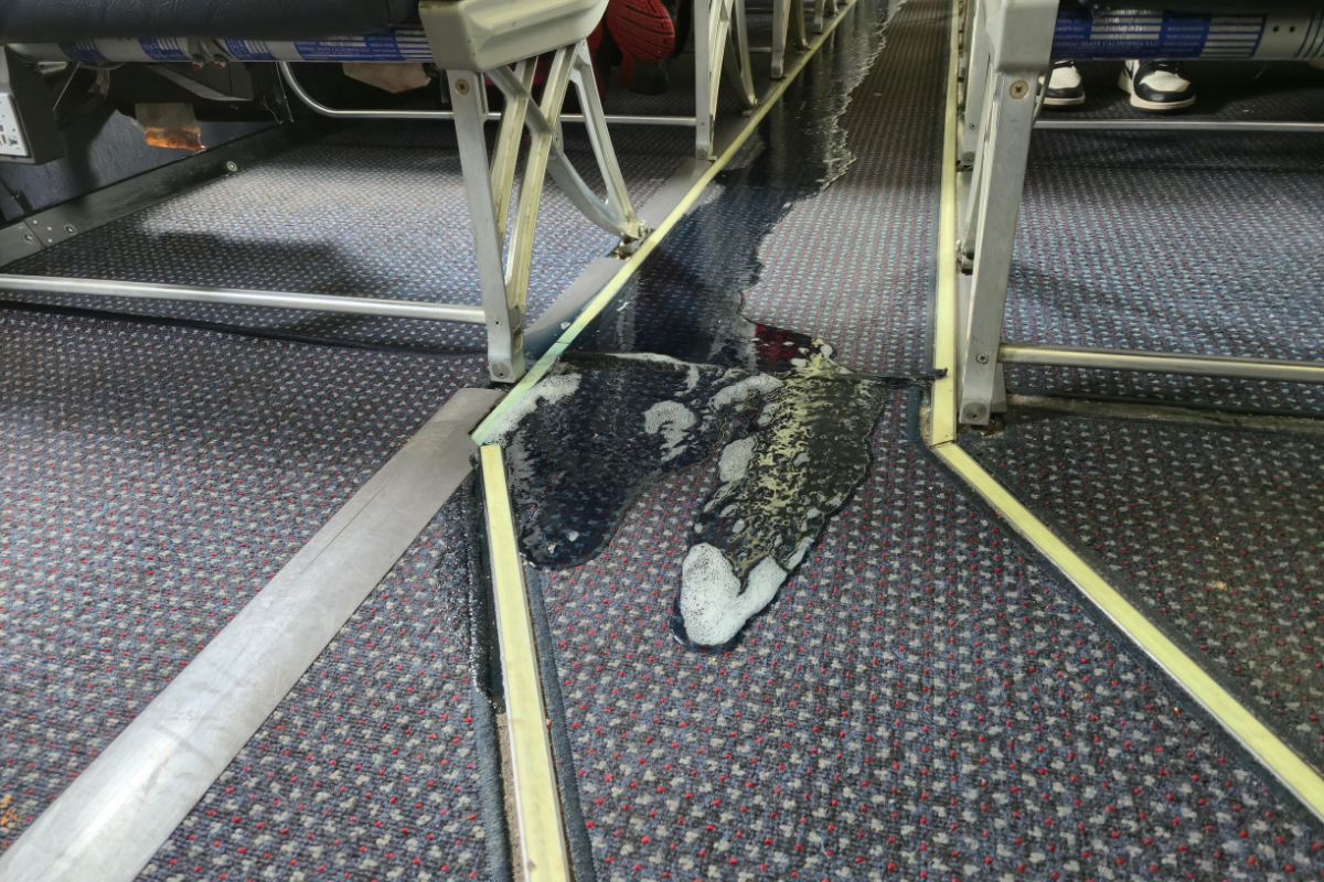 photo of a toilet leak on a psa airways plane