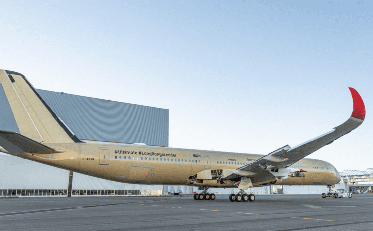 the first Qantas A350 after leaving the workshop in toulouse, france