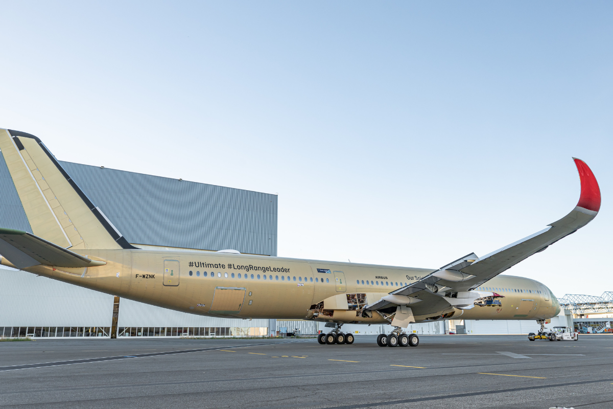 the first Qantas A350 after leaving the workshop in toulouse, france