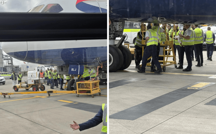 british airways aircraft impaled by engineering steps