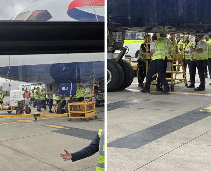 british airways aircraft impaled by engineering steps