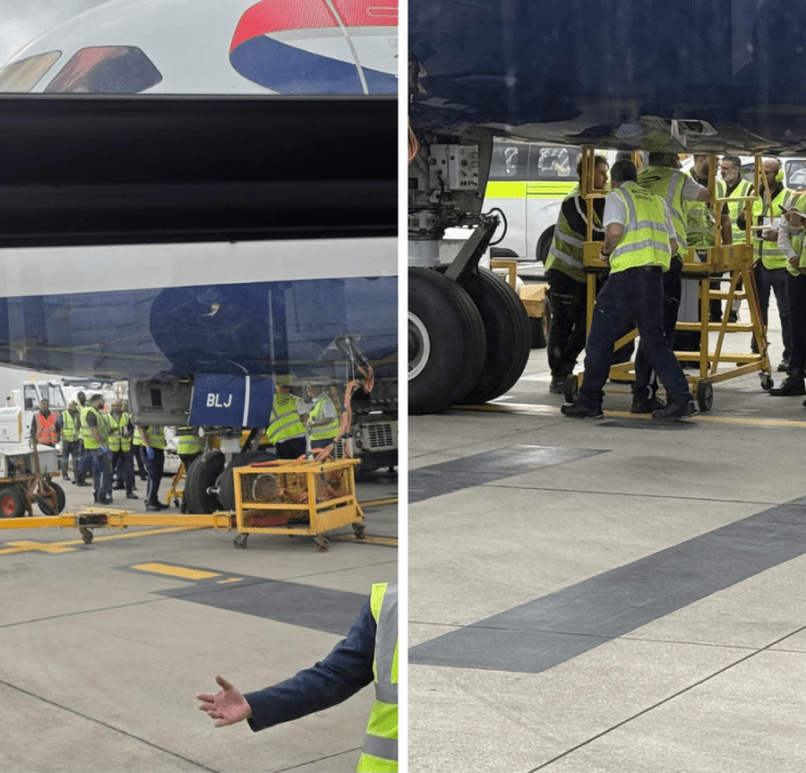 british airways aircraft impaled by engineering steps