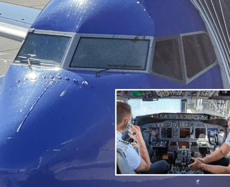 shattered windscreen of southwest airlines flight