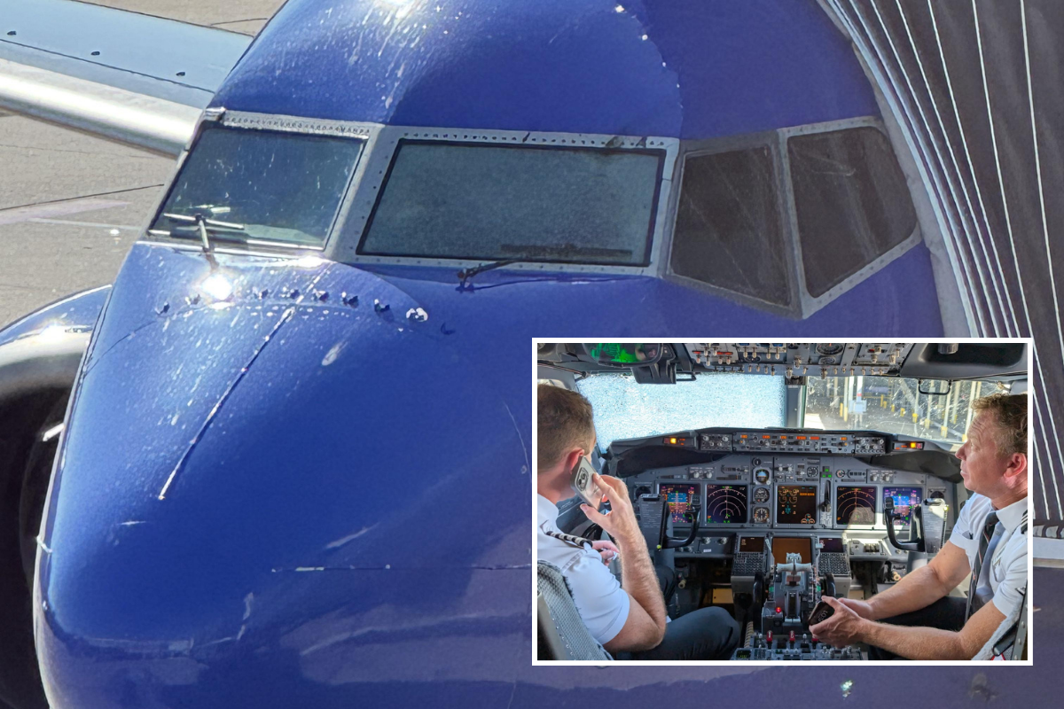 shattered windscreen of southwest airlines flight