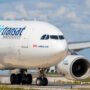 an Air Transat plane taxiing at Toronto Pearson Airport