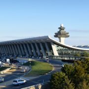 the main terminal building at washington dulles airport