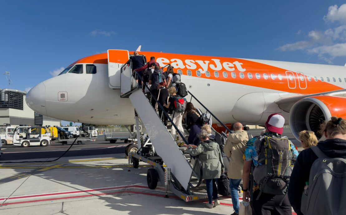 Passengers boarding an EasyJet plane