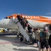 Passengers boarding an EasyJet plane