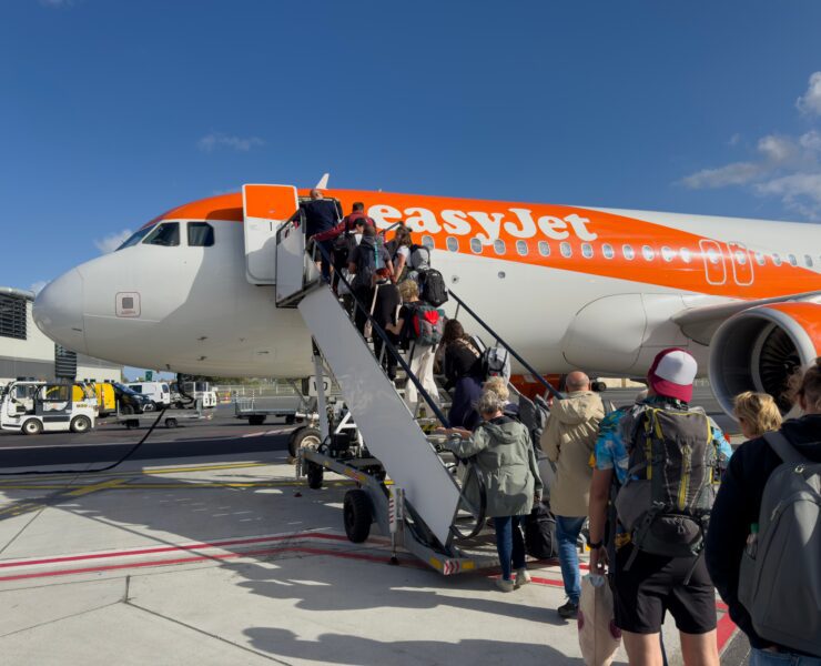 Passengers boarding an EasyJet plane