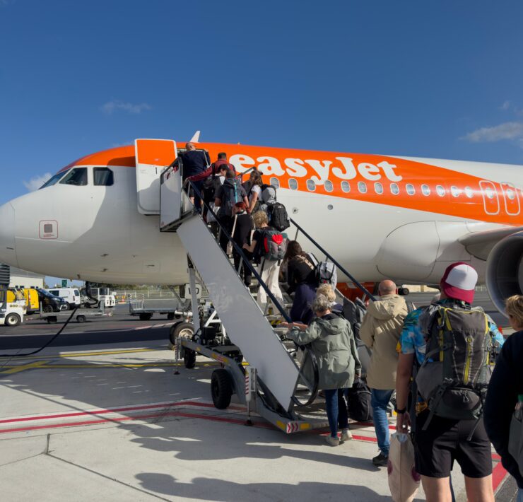 Passengers boarding an EasyJet plane
