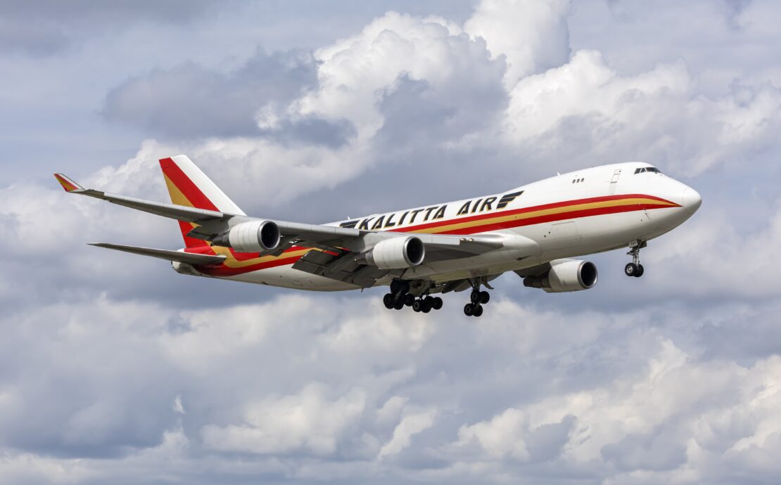 Kalitta Air 747 flying in the sky