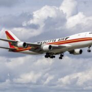 Kalitta Air 747 flying in the sky