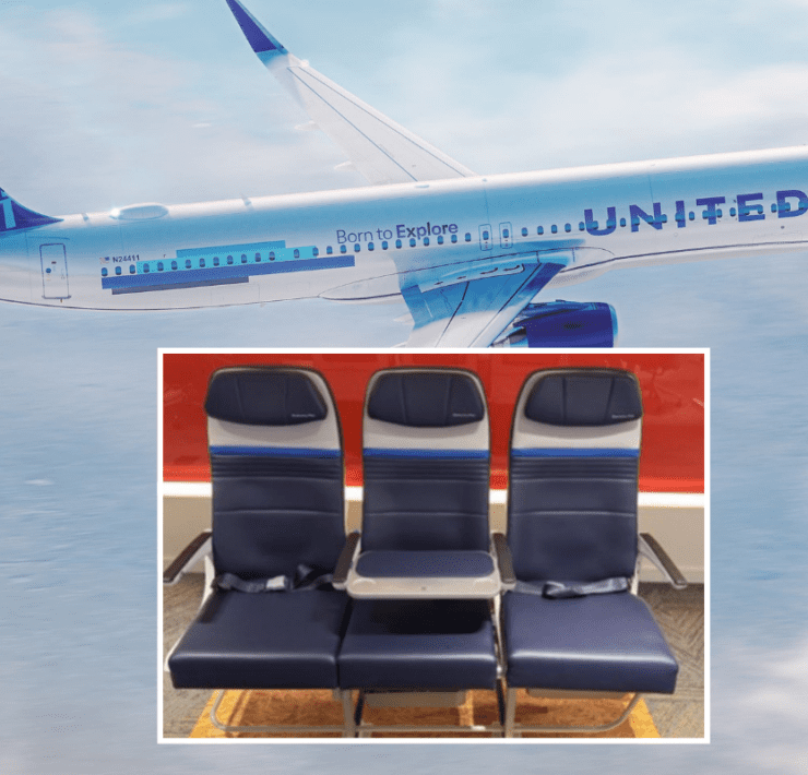 a rendering of the a321xlr and an inset picture of a new Economy product