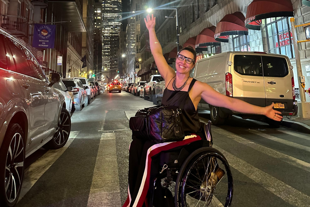 samanta bullock poses in front of the world trade center