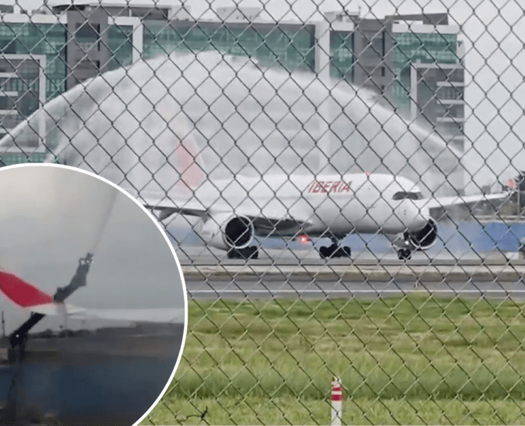iberia a350 grounded in water salute gone wrong