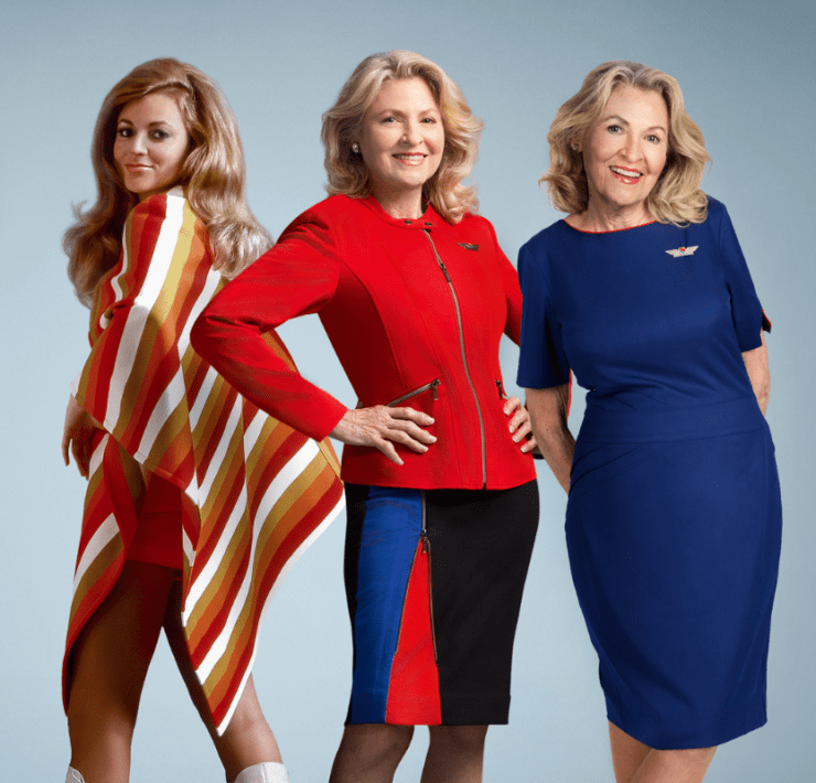 A montage of Southwest Airlines flight attendant Sandra Force