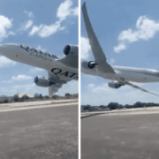 qatar airways cargo boeing 777 makes terrifying low flypass